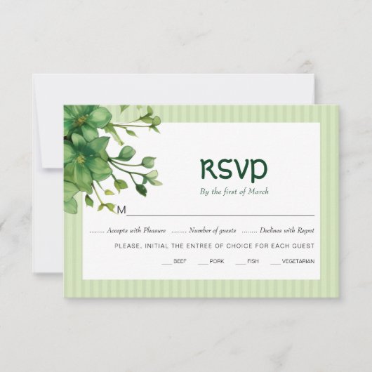 Grüne und Streifen St Patrick's Day Hochzeit RSVP Karte (Vorderseite)