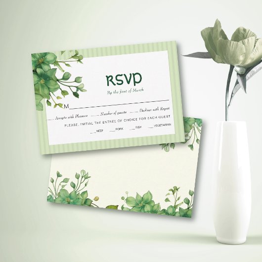 Grüne und Streifen St Patrick's Day Hochzeit RSVP Karte