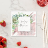 Grüne und Sukkulente Rose Gold Elegante Serviette (Beispiel)