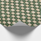 Grüne und Tan des primitiven Landes überprüft Geschenkpapier (Ecke)