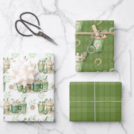 GRÜNE UND TAN IRISCHE GETRÄNKE UND SPENDE GESCHENKPAPIER SET