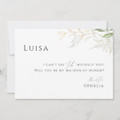 Grüne und vergoldete Foto Matron der Ehrenkarte Einladung (Rückseite)