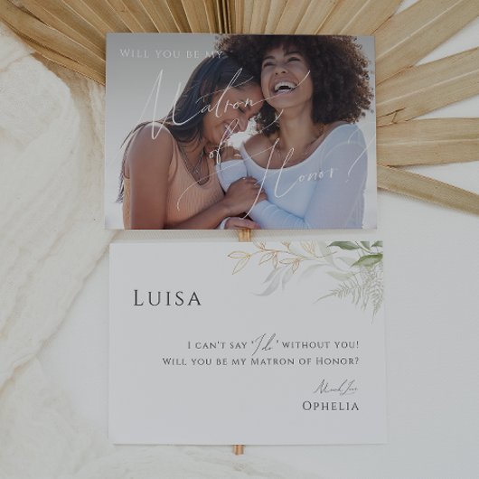 Grüne und vergoldete Foto Matron der Ehrenkarte Einladung