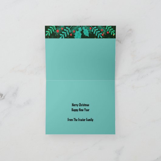 Grüne und verzierte geklappte Grußkarte Karte (Innenseite)