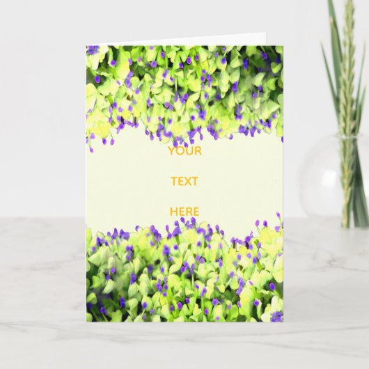 grüne und violette Blüten Karte (Vorderseite)
