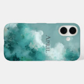 Grüne und weiße abstrakte Malerei  Case-Mate iPhone Hülle (Rückseite (Horizontal))