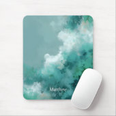 Grüne und weiße abstrakte Malerei Mousepad (Mit Mouse)