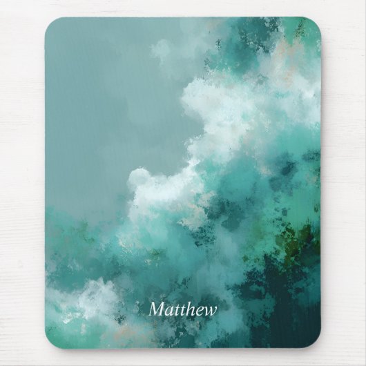 Grüne und weiße abstrakte Malerei Mousepad (Vorne)