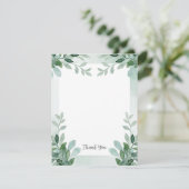 Grüne und weiße Aquarellblumen Dankeskarte (Stehend Vorderseite)