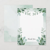 Grüne und weiße Aquarellblumen Dankeskarte (Vorne/Hinten)