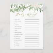 Grüne und weiße Blume Baby Word Scramble Game Begleitkarte (Vorderseite)