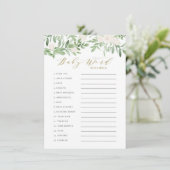 Grüne und weiße Blume Baby Word Scramble Game Begleitkarte (Stehend Vorderseite)