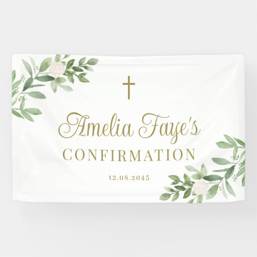 Grüne und weiße Blume Begrüßung Banner (Horizontal)