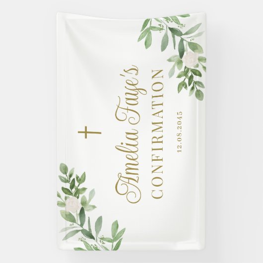 Grüne und weiße Blume Begrüßung Banner (Vertikal)