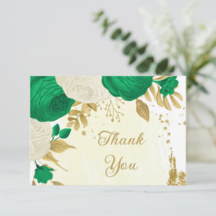 Grüne und weiße Blume, botanische Hochzeit Dankeskarte