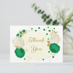 Grüne und weiße Blume, botanische Hochzeit Dankeskarte