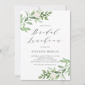 Grüne und weiße Blume Bridal Luncheon Einladung (Vorderseite)