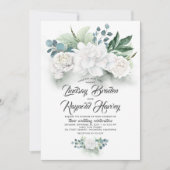 Grüne und weiße Blume Elegante Hochzeit von Peony Einladung (Vorderseite)
