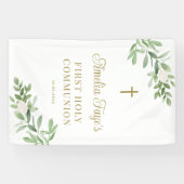 Grüne und weiße Blume Erste Heilige Kommunion Banner (Horizontal)