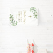 Grüne und weiße Blume Erste Heilige Kommunion Banner (InSitu)