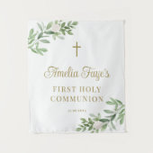 Grüne und weiße Blume Erste Kommunion Hintergrund Wandteppich (Vorderseite)