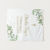 Grüne und weiße Blume Erste Kommunion Hintergrund Wandteppich (Vorderseite (Horizontal))