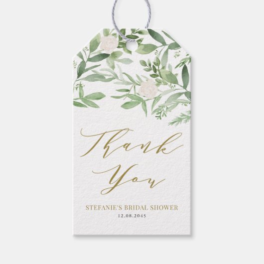 Grüne und weiße Blume Gold Brautparty Geschenkanhänger (Vorderseite)