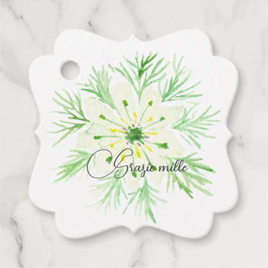 Grüne und weiße Blume Grazie Mille Geschenkanhänger (Vorderseite)