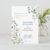 Grüne und weiße Blume Hochzeit Einladung (Stehend Vorderseite)