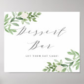 Grüne und weiße Blume Hochzeitliches Dessert Bar Poster (Vorne)