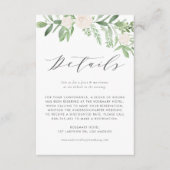 Grüne und weiße Blume Hochzeitsdetails Begleitkarte (Vorderseite)