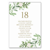 Grüne und weiße Blume - Hochzeitssitze Gold Tischnummer (Rückseite)