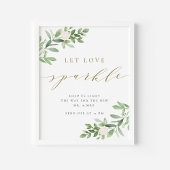 Grüne und weiße Blume Lassend Liebe Sparkle Weddin Poster