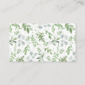 Grüne und weiße Blume Reservierungskarte Visitenkarte (Rückseite)