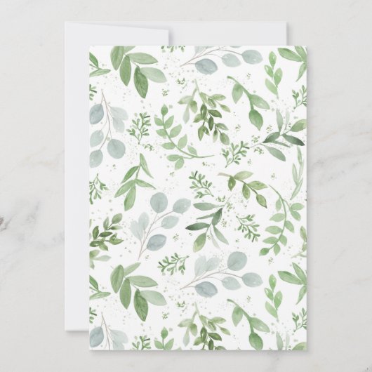 Grüne und weiße Blume Wie viele Korken zeichnen Einladung (Rückseite)