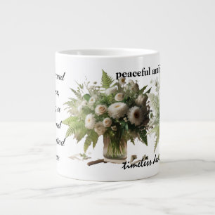 Grüne und weiße Blumenarrangements verkörpern Jumbo-Tasse