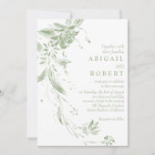 Grüne und weiße Blumengarten Hochzeit Einladung (Vorderseite)