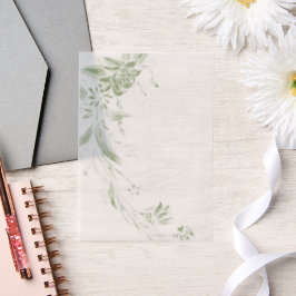 Grüne und weiße Blumengarten Hochzeit Pergament Einladungen