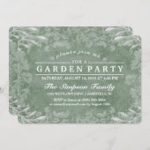 Grüne und weiße Blumengarten Party Einladung (Vorne/Hinten)