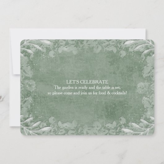 Grüne und weiße Blumengarten Party Einladung (Rückseite)