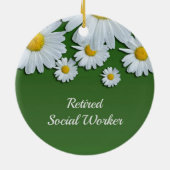 Grüne und weiße Blumenmotive im Ruhestand Keramikornament (Hinten)