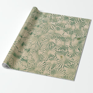 Grüne und weiße Blumentextilien Geschenkpapier