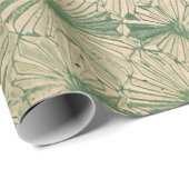 Grüne und weiße Blumentextilien Geschenkpapier (Rolleneckpunkt)