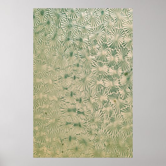 Grüne und weiße Blumentextilien Poster (Vorne)