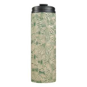 Grüne und weiße Blumentextilien Thermosbecher