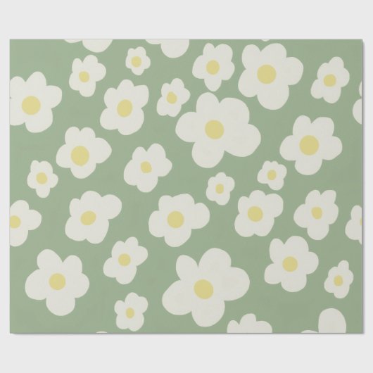 Grüne und weiße Blumenverpackungspapier Geschenkpapier (Flach)