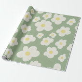 Grüne und weiße Blumenverpackungspapier Geschenkpapier (Ungerollt)