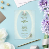 Grüne und weiße Blütentaufe Akryllische Einladung (In Situ (Hochzeit))