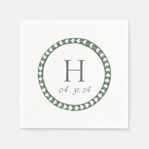 Grüne und weiße botanische Blockdruck-Hochzeit Serviette