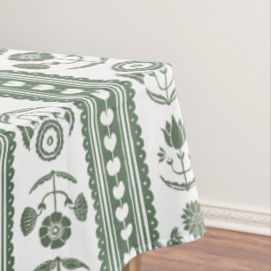 Grüne und weiße botanische Blockdruck-Hochzeit Tischdecke